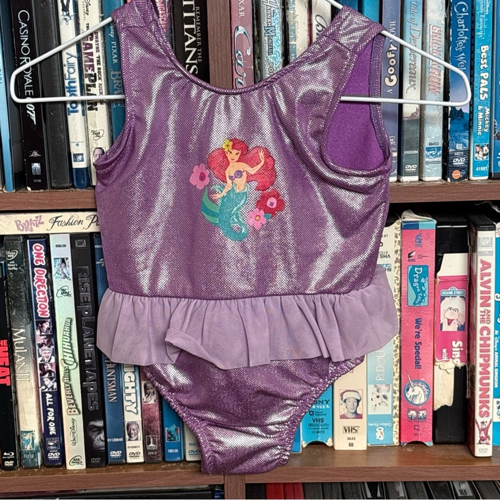 NWT Vintage Little Mermaid Purple Ariel One Piece Swimsuit Sz 12 Months